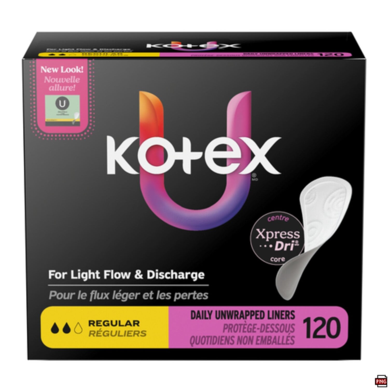 U By Kotex Core Absorbent Regular Length Flat Liners 120 Count