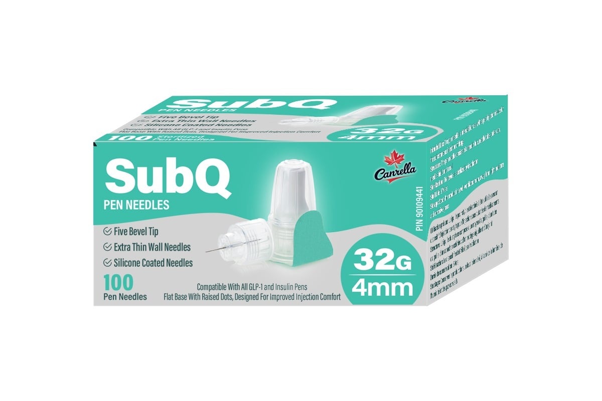 SubQ Insulin Pen Needle Tips 32G x 4 mm 100 Count