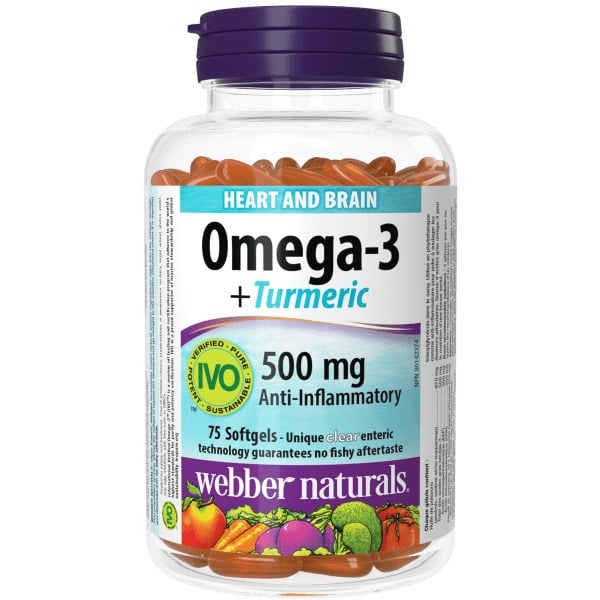 Webber Omega-3 500 mg+Turmeric Softgel 75 Capsules