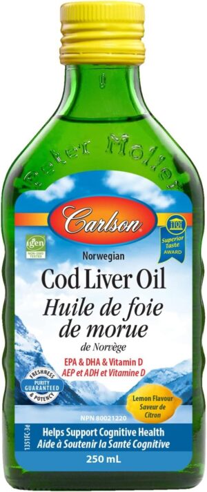 Carlson Norwegian Cod Liver Oil Lemon 250 mL
