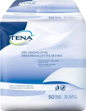 Tena Dry Washcloth 50 Pack