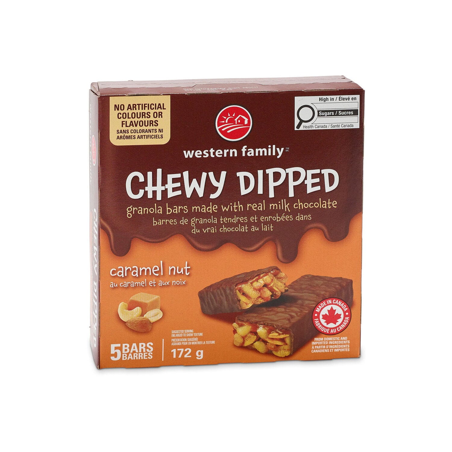 Western Family Dipped Caramel Nut Chewy Granola Bar 172 g