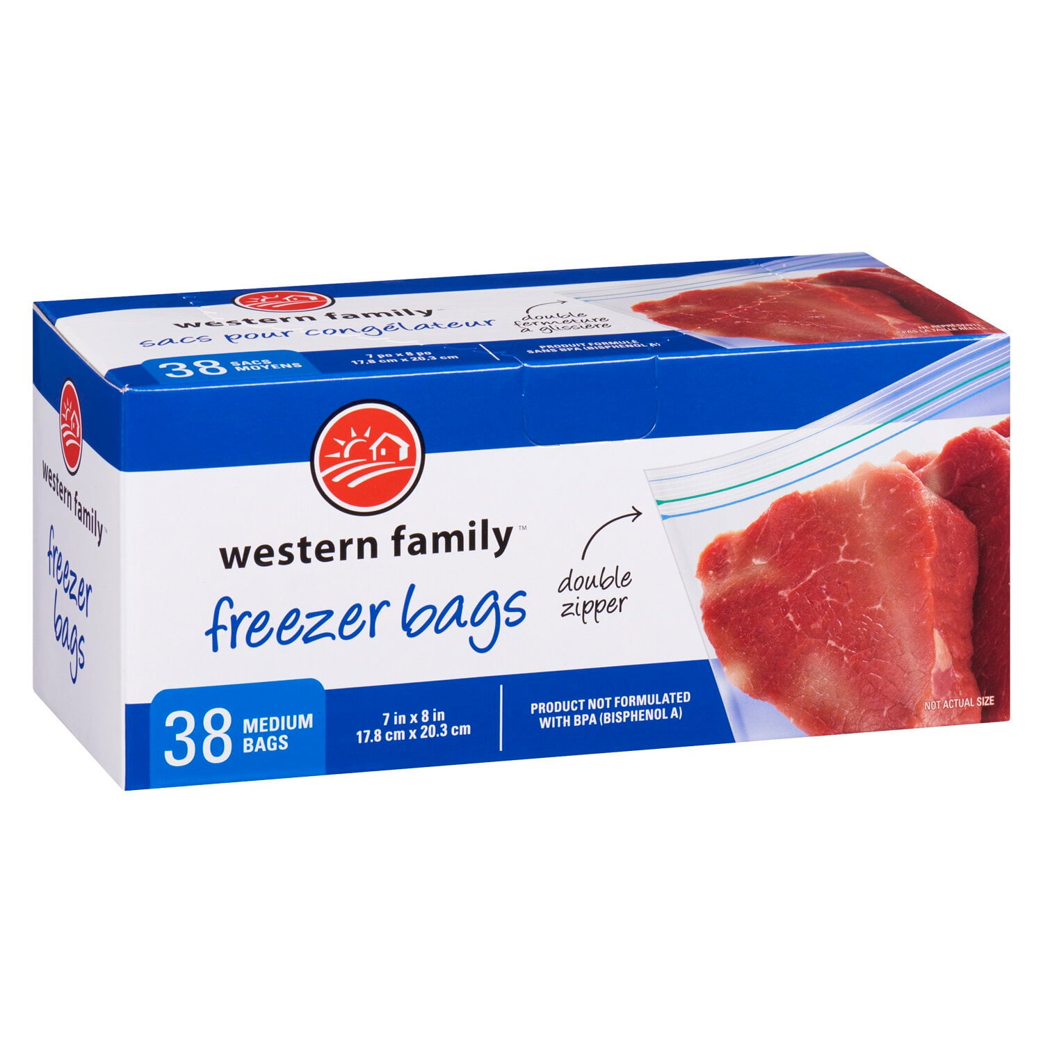 Western Family Freezer Bag Medium 7 x 8 in 38 Pack