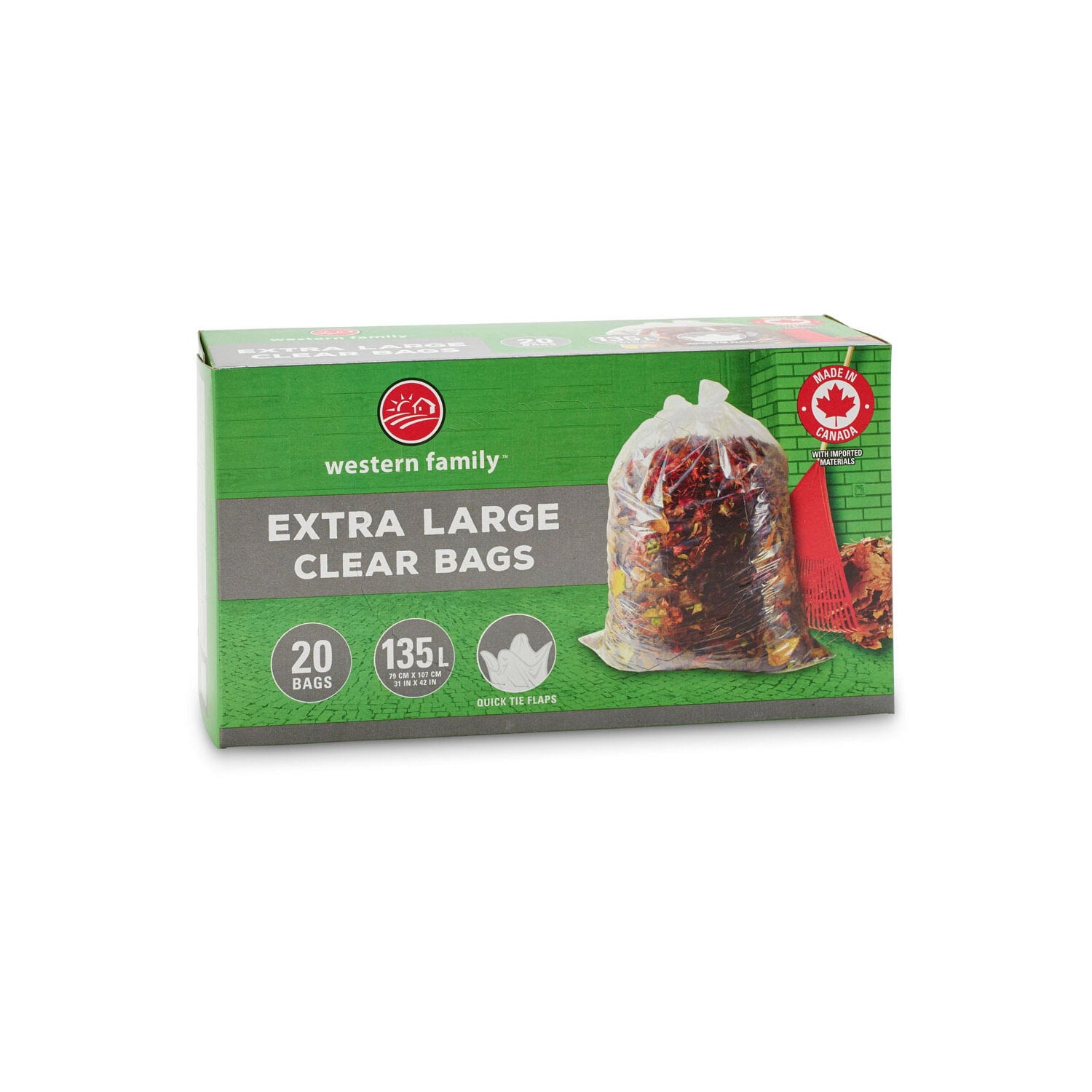 Western Family Garden Bags Wtie Flaps Clear 121 L 20 Pack