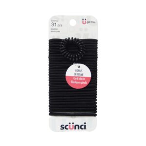 scunci Black Elastics+Bonus Cord 30 Pack