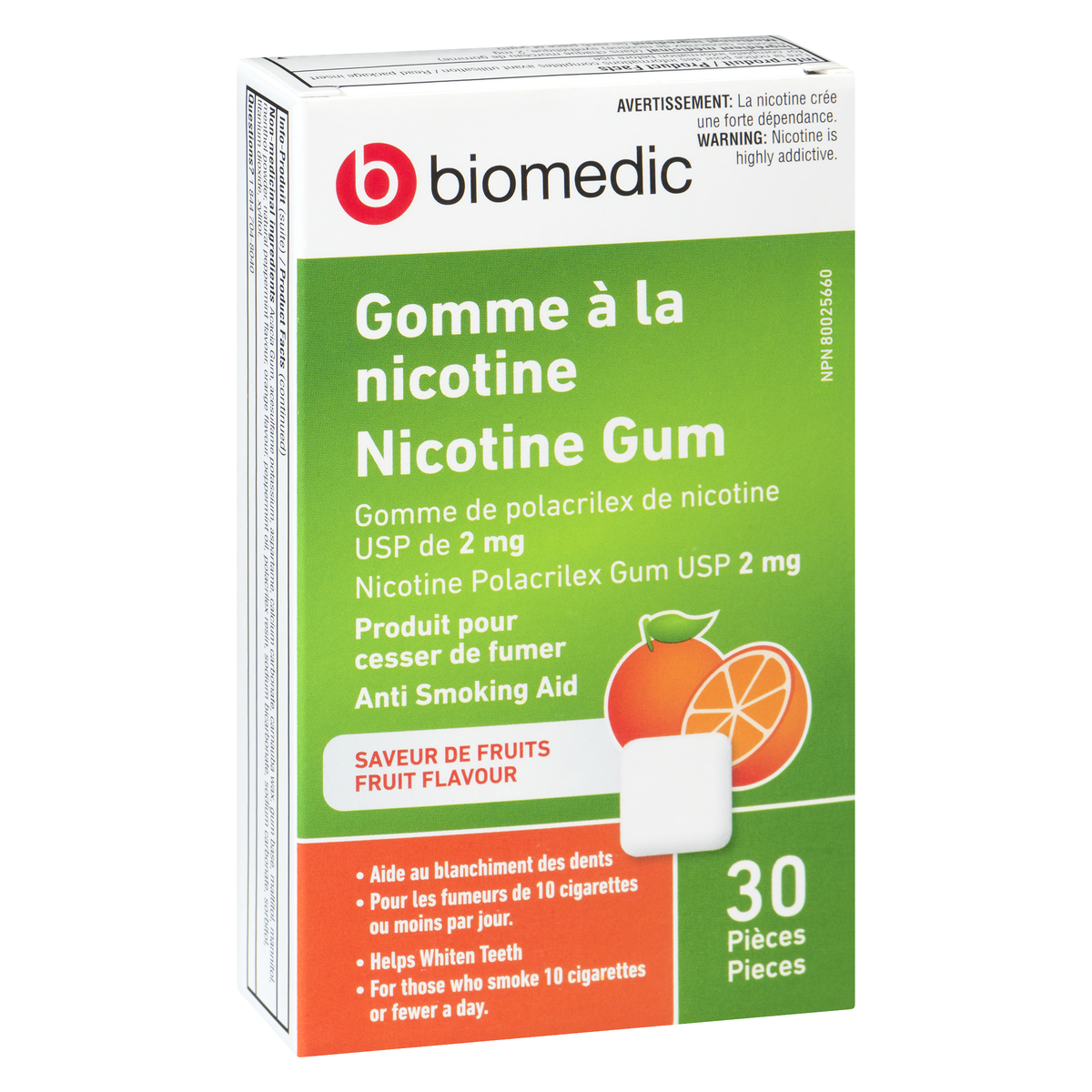 BIOMEDIC Nicotine Gum 2 mg Fruit Flavor 30 Count - Image 2