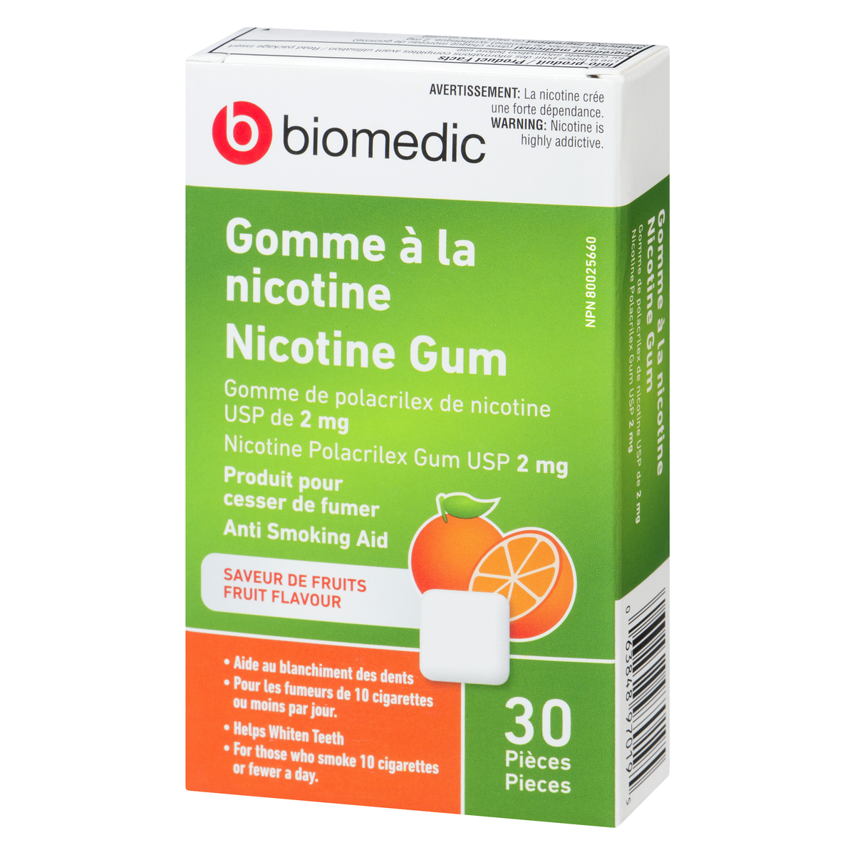 BIOMEDIC Nicotine Gum 2 mg Fruit Flavor 30 Count - Image 3