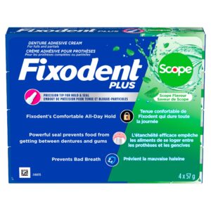 Fixodent Plus Denture Adhesive Cream Scope Flavour 4 x 57 g