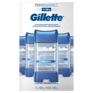 Gillette Clear Gel Antiperspirant Deodorant Cool Wave 5 x 108 g