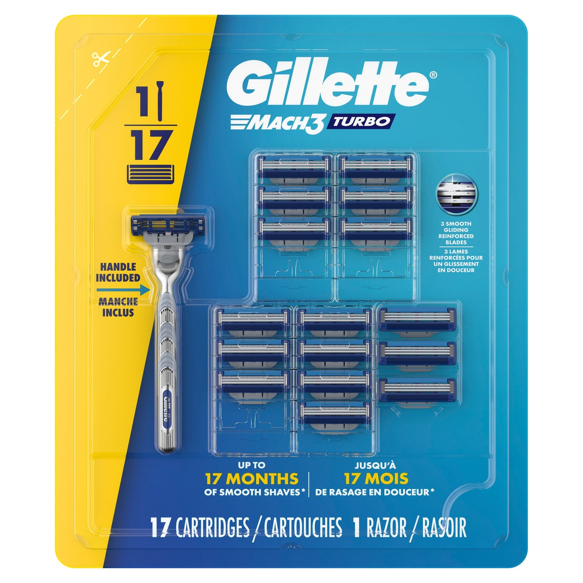 Gillette Mach3 Turbo Razor + 17 Cartridges