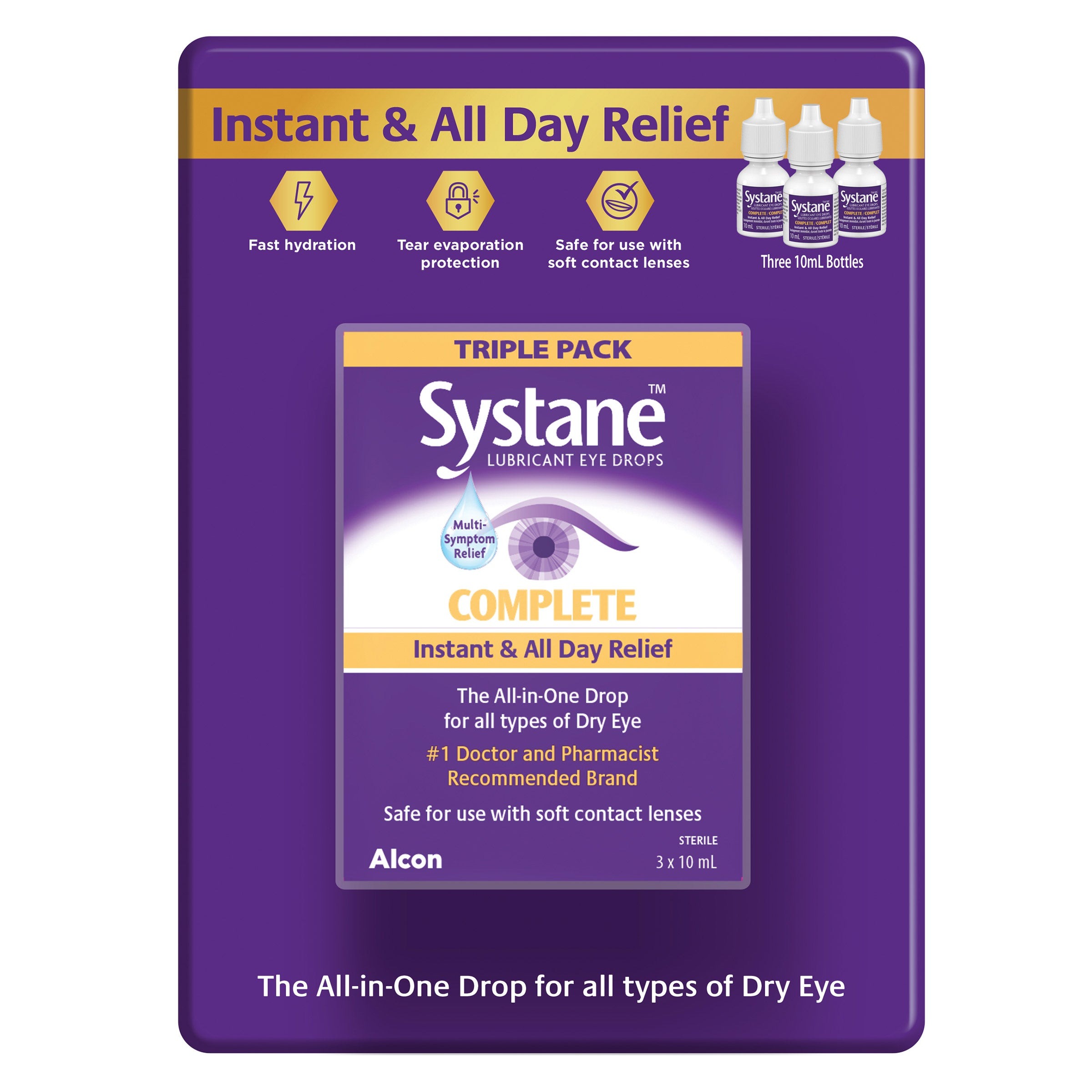 Systane Complete Lubricant Eye Drops 3 x 10 mL