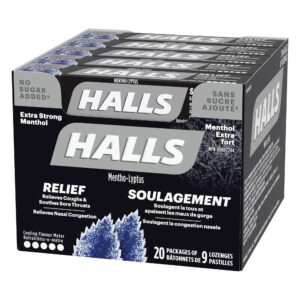 Halls Mentho-Lyptus Extra Strong Menthol No Sugar Added 20 Sticks x 9 Lozenges