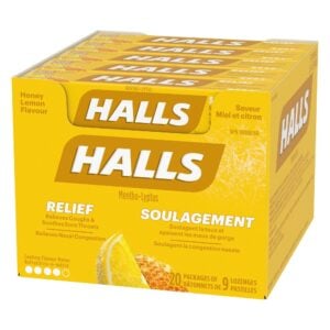 Halls Mentho-Lyptus Honey Lemon Cough Drops 20 Sticks x 9 Lozenges