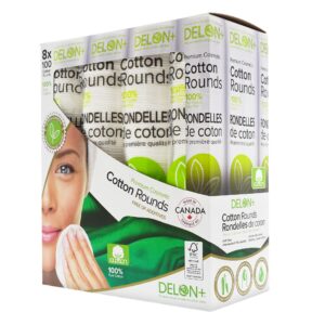 Delon Premium Cosmetic Cotton Rounds 8 x 100 (800 Rounds)