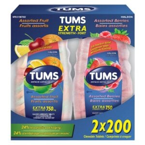 Tums Extra Strength 750 mg Assorted Fruit & Berries 2 x 200 Chewable Tablets