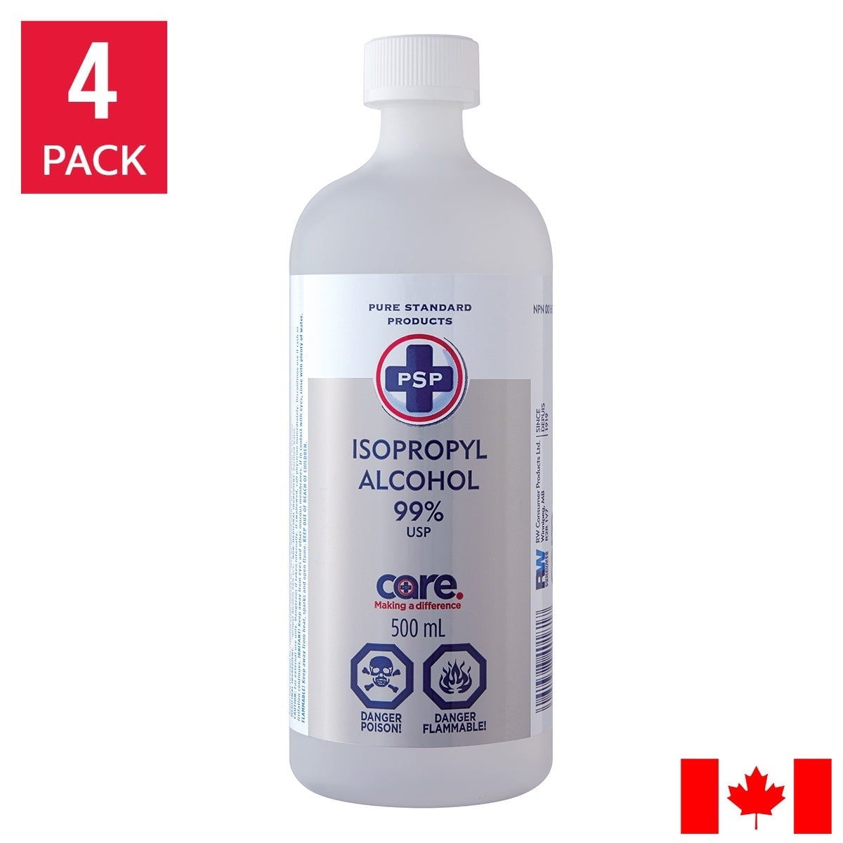 PSP Isopropyl Alcohol 99% USP 4 x 500 mL