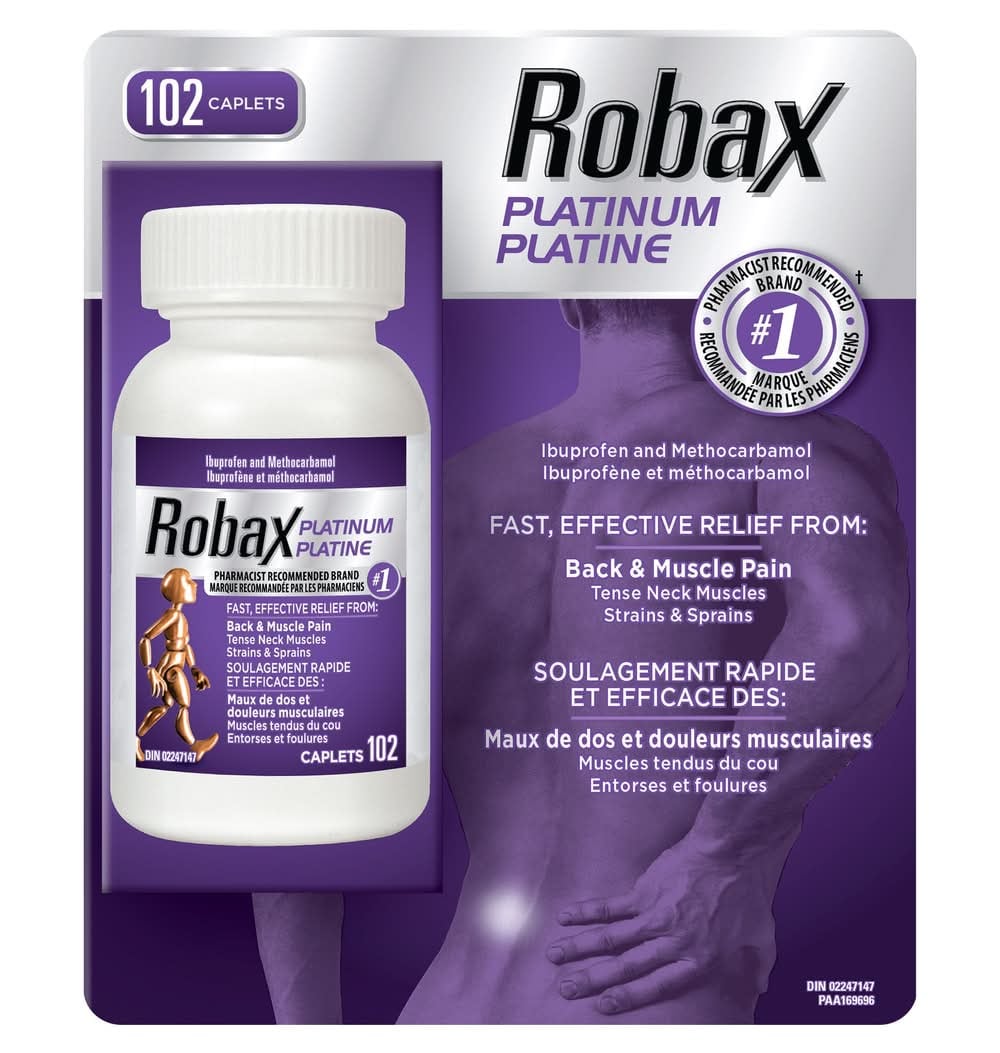Robax Platinum Pain Reliever and Muscle Relaxant 102 Caplets