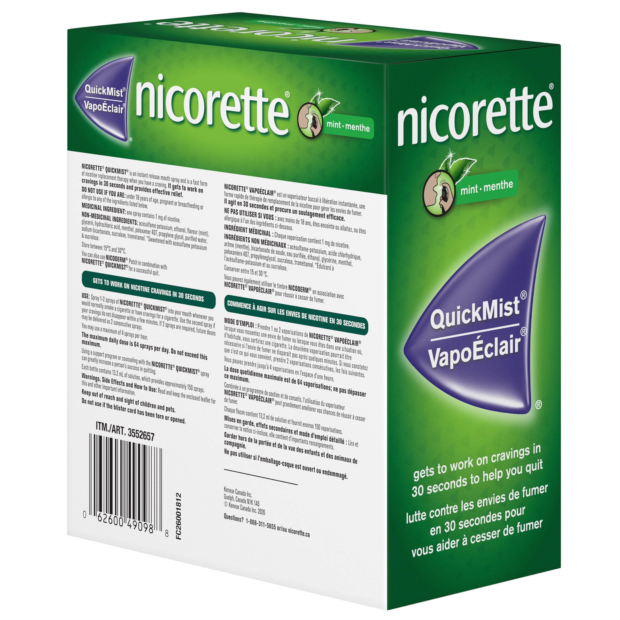 Nicorette QuickMist Mint 1 mg 4 x 150 Sprays - CTC Health
