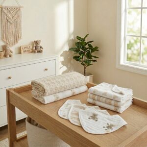 Piccolo Bambino Baby Muslin Essentials Pack Beige 8-Piece