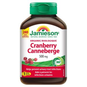Jamieson Organic Cranberry 500 mg 240 Vegan Capsules