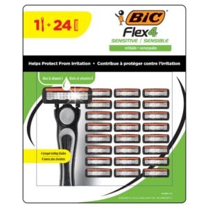 BIC Flex4 Sensitive Refillable Razor 1 Handle + 24 Cartridges