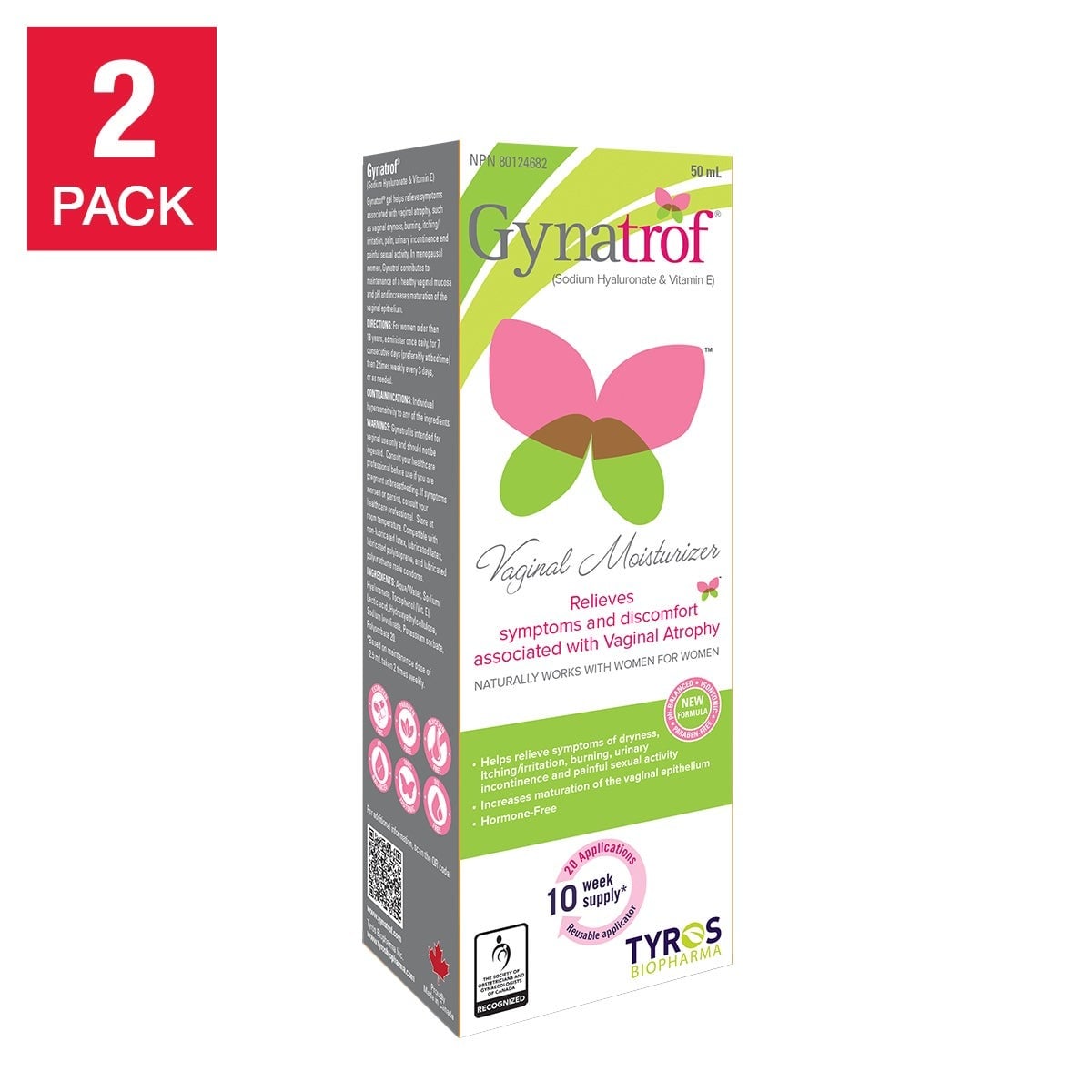 Gynatrof Natural Vaginal Moisturizer 2 x 50 mL