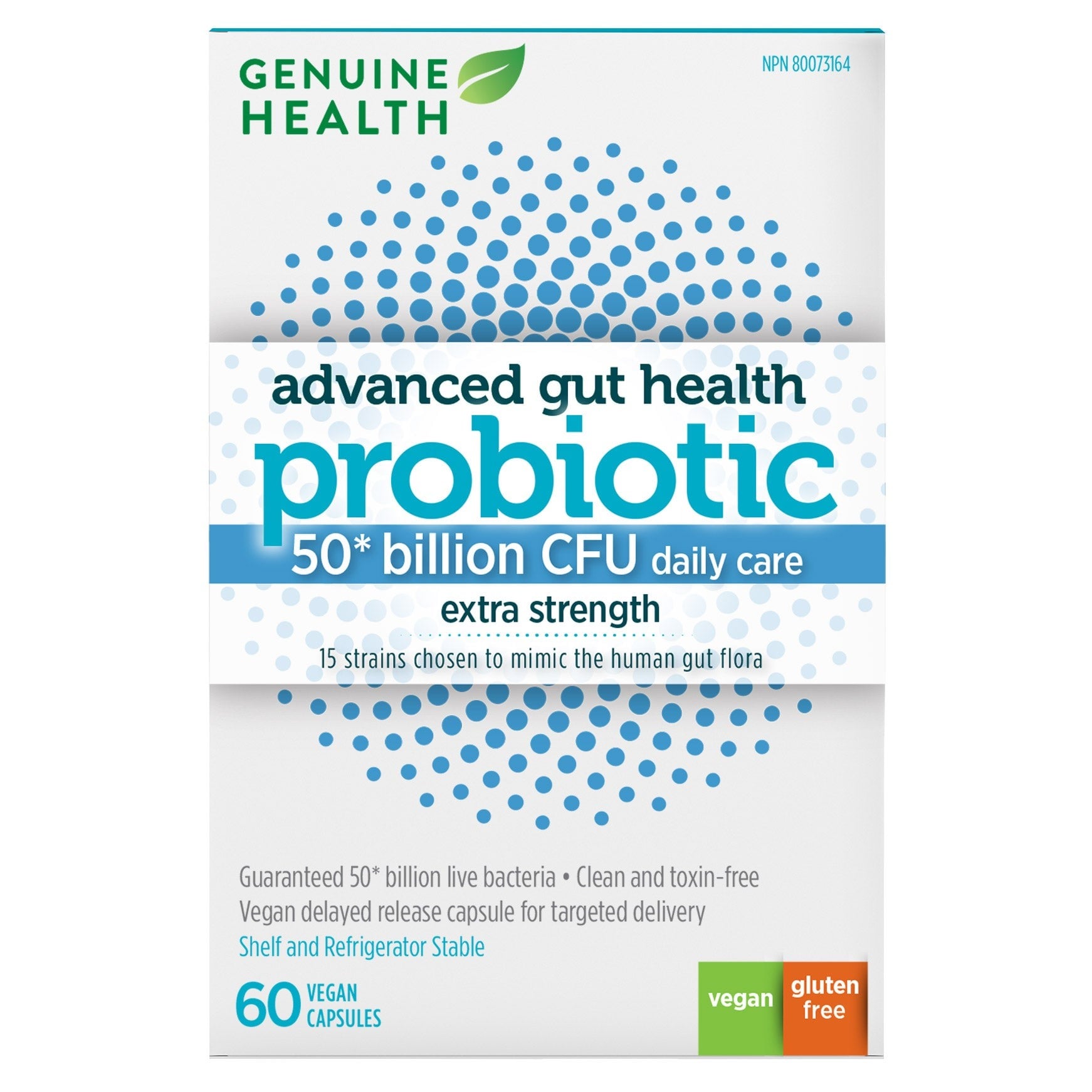 Genuine Health Advanced Gut Health Probiotics 50 Billion CFU 60 Vegan Capsules