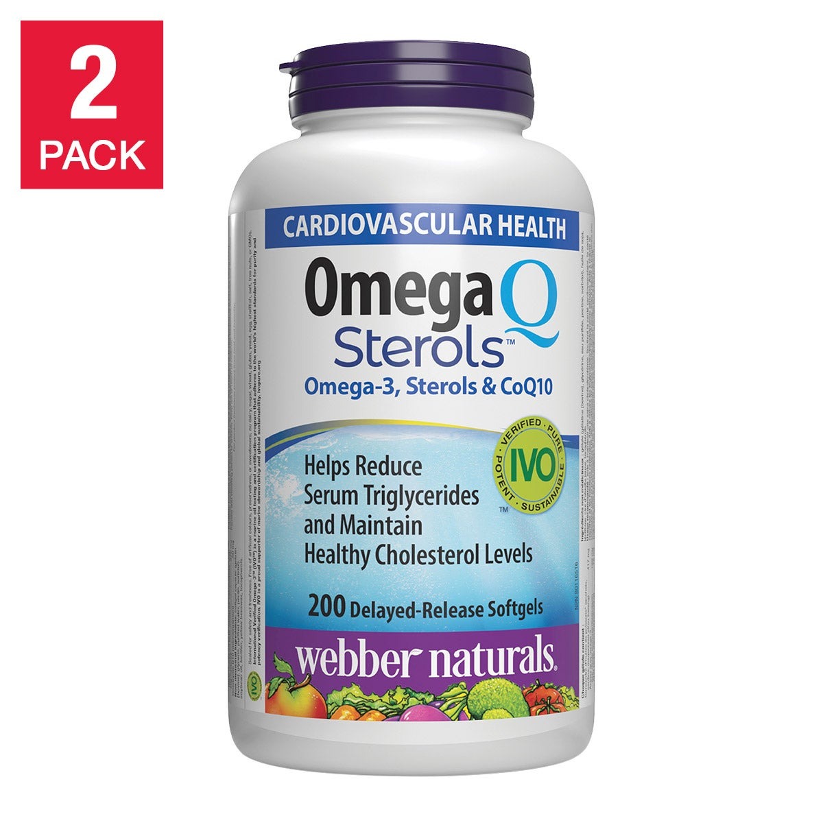 Webber Naturals OmegaQ Sterols Omega-3, CoQ10 & Plant Sterols 2 x 200 Softgels