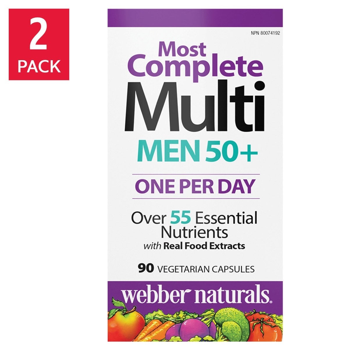 Webber Naturals Men's 50+ Most Complete Multi 2 x 90 Vegetarian Capsules