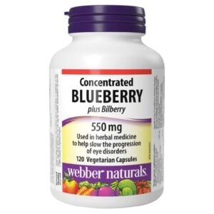 Webber Naturals Blueberry Plus Bilberry 500 mg/50 mg 2 x 120 Vegetarian Capsules