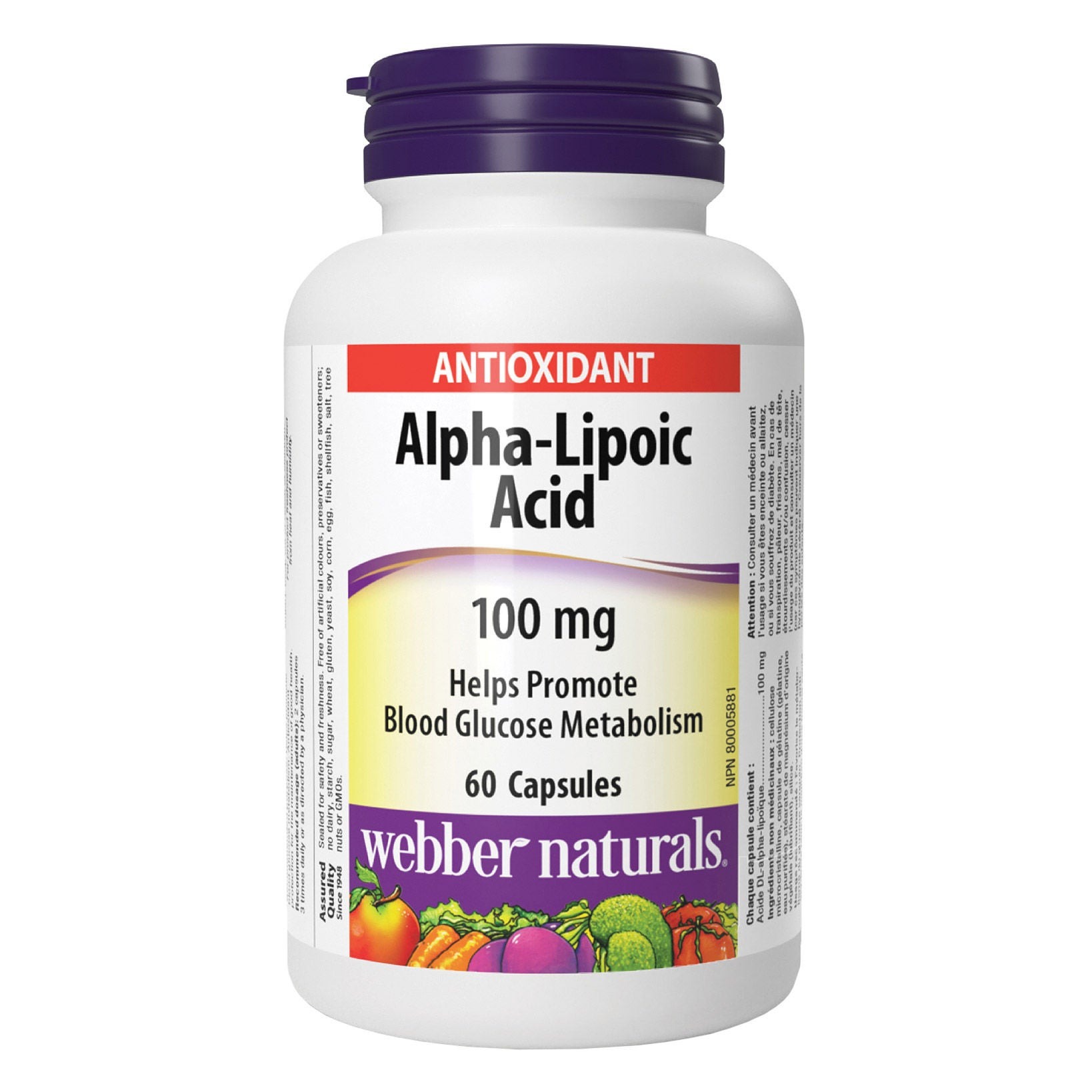 Webber Naturals Alpha Lipoic Acid 100 mg 3 x 60 Capsules