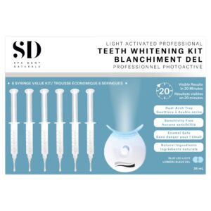 Spa Dent Blue Light Teeth Whitening Kit with 6 Gel Syringes