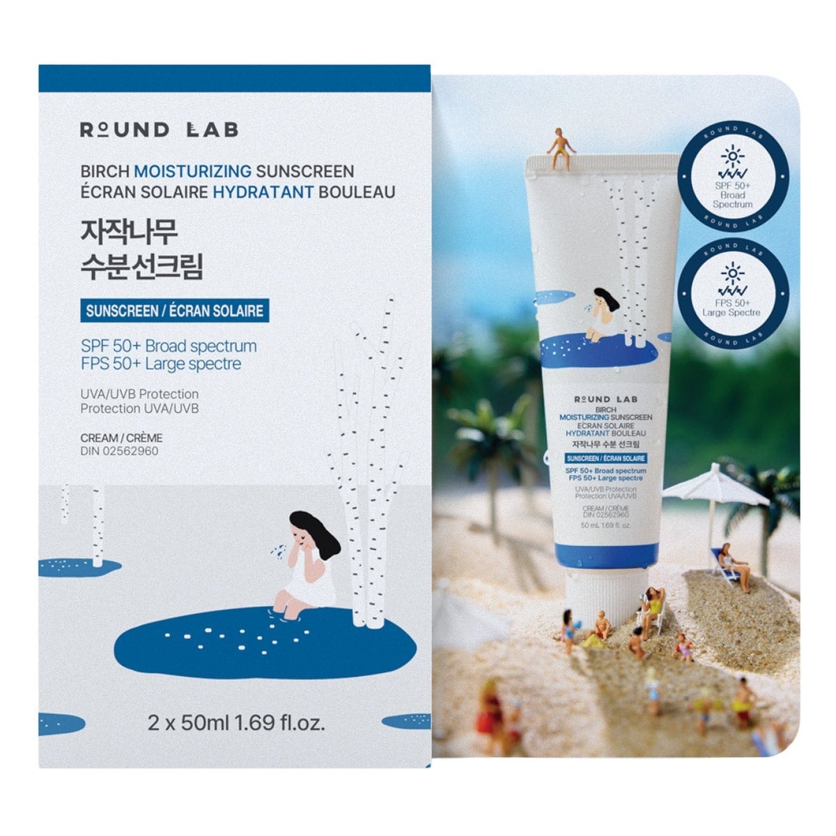 Round Lab Birch Moisturizing Sunscreen SPF 50+ 2 x 50 mL